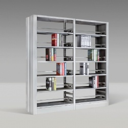 Double sided steel library bookshelf