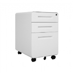 Steel 3 Drawer Mobile Office File Cabinet with Lock  Rolling Pedestal